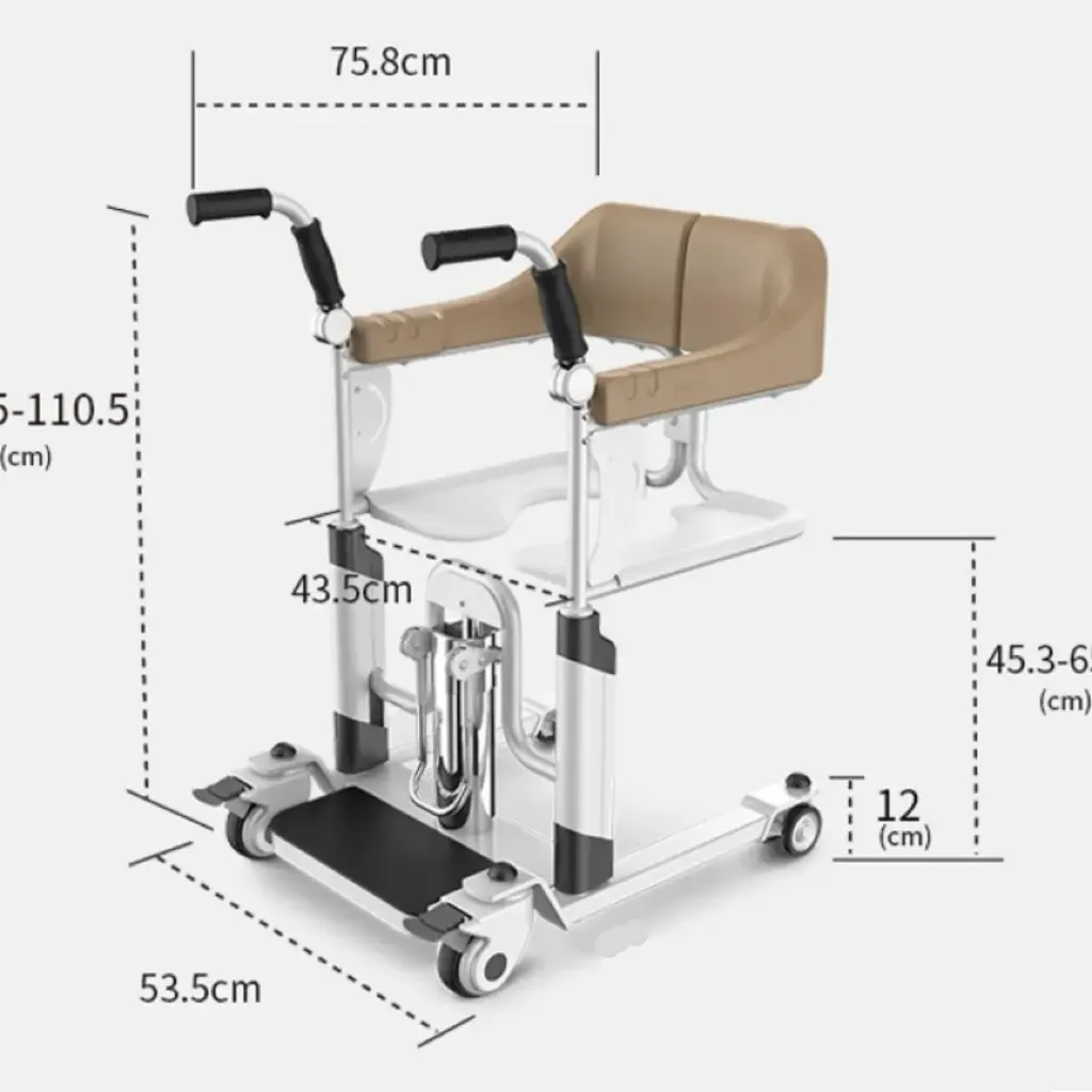 Wymiary krzesła transferowego hydraulicznego Acti
