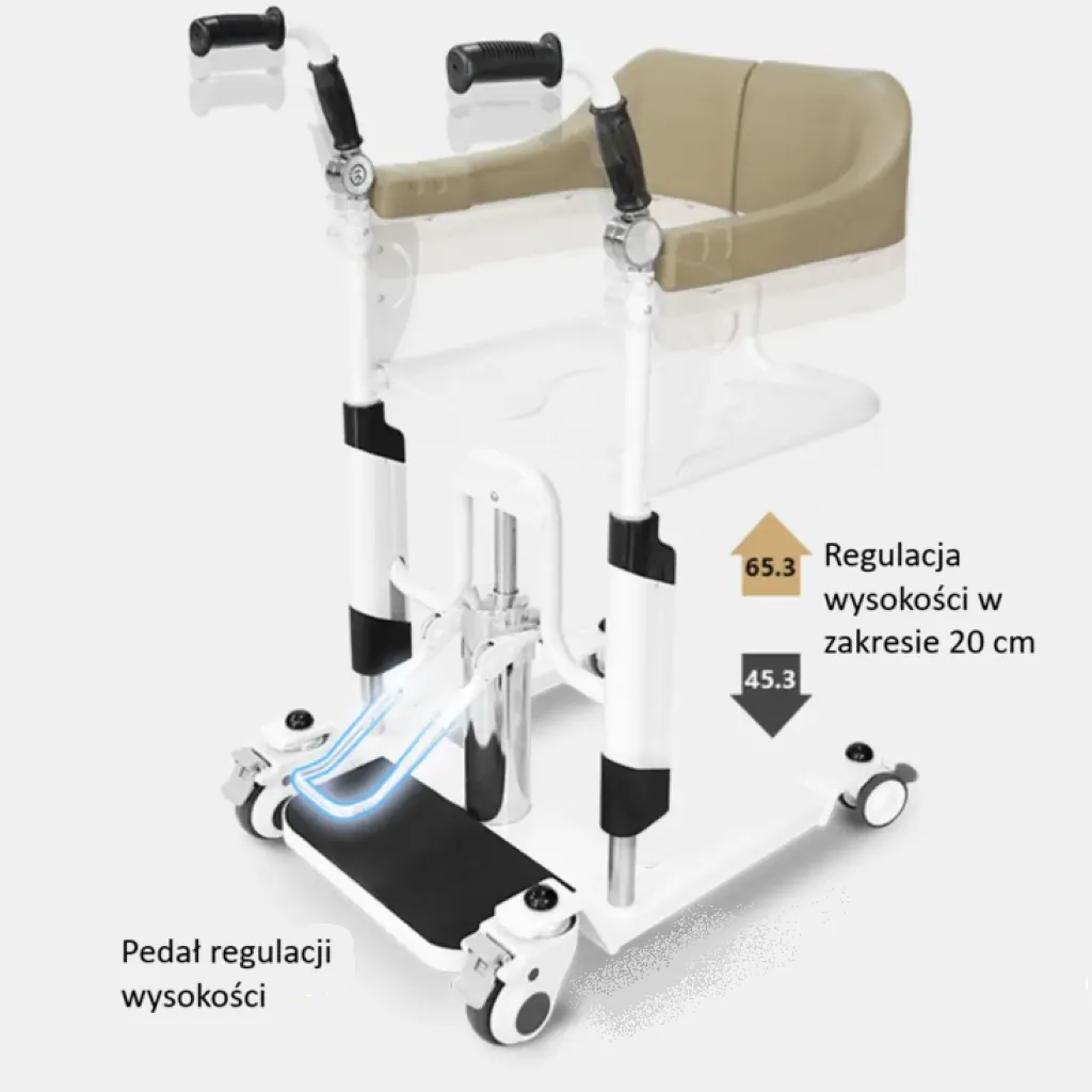 Regulacja wysokości krzesła transferowego hydraulicznego Acti