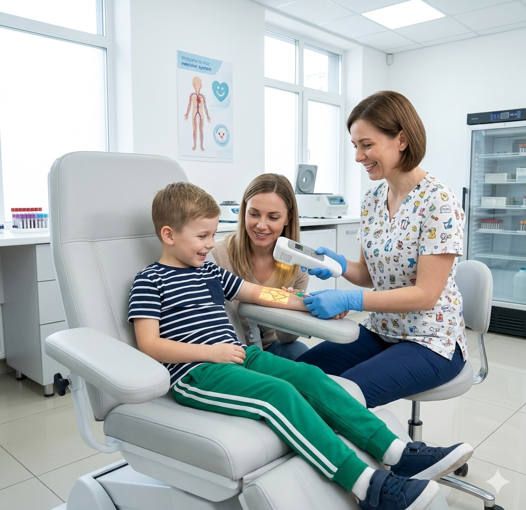 Acti stolik przyłóżkowy przy łóżku szpitalnym