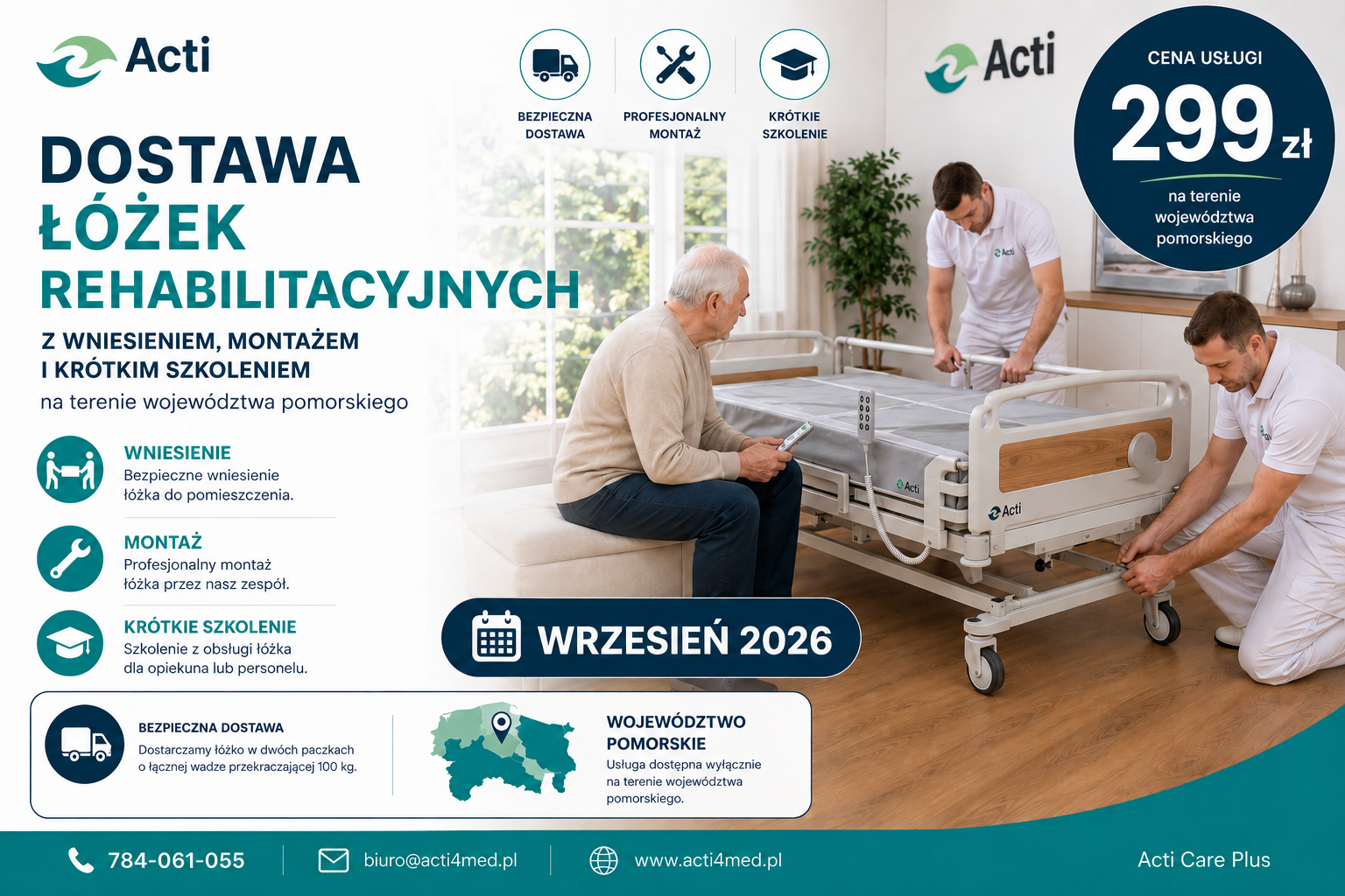 Dostawa łóżka rehabilitacyjnego Acti REST